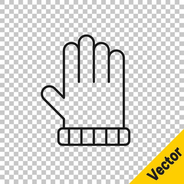 黑色线圣诞手套图标孤立在透明的背景。向量图片下载