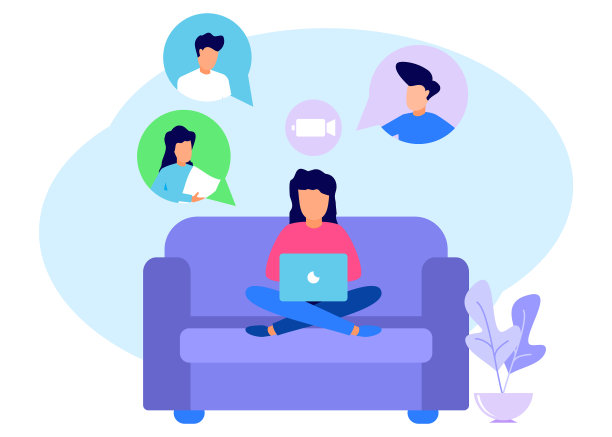 图形卡通人物在线会议图片下载