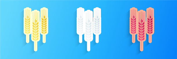 剪纸谷物图标与大米小麦玉米图片下载