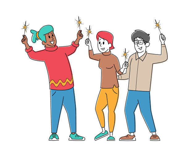 男性和女性角色享受假期图片下载