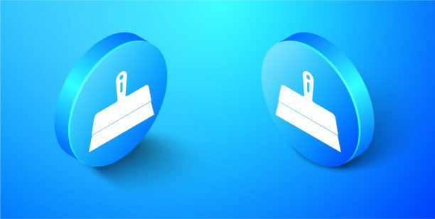 等距油灰刀图标孤立在蓝色图片下载