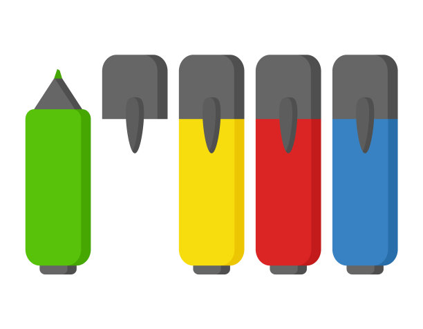 标记笔设置孤立在白色背景图片下载