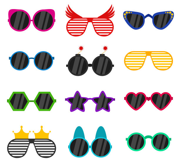 派对太阳镜或眼镜设置在有趣的形状图片下载