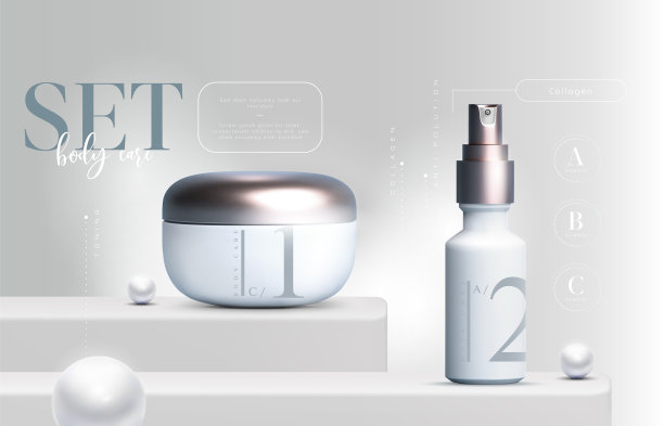 3d优雅的化妆品设置背景图片下载