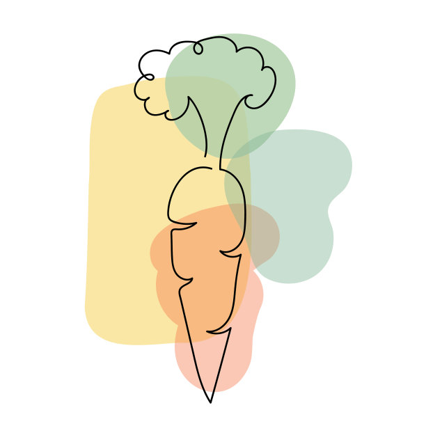 胡萝卜在一个手绘线性风格图片下载