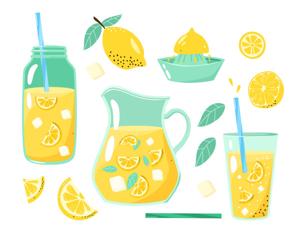 一瓶一杯令人垂涎欲滴的柠檬水图片下载