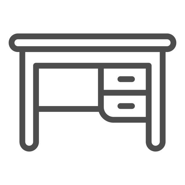 写字桌线条图标家具概念办公室图片下载