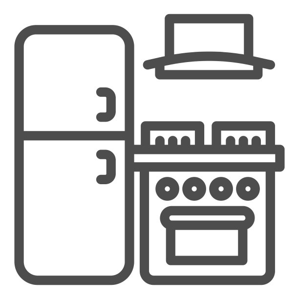 冰箱和炉子与引擎盖线图标图片下载