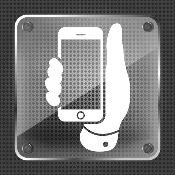 玻璃手机在手图标上的金属背景-向量图片下载