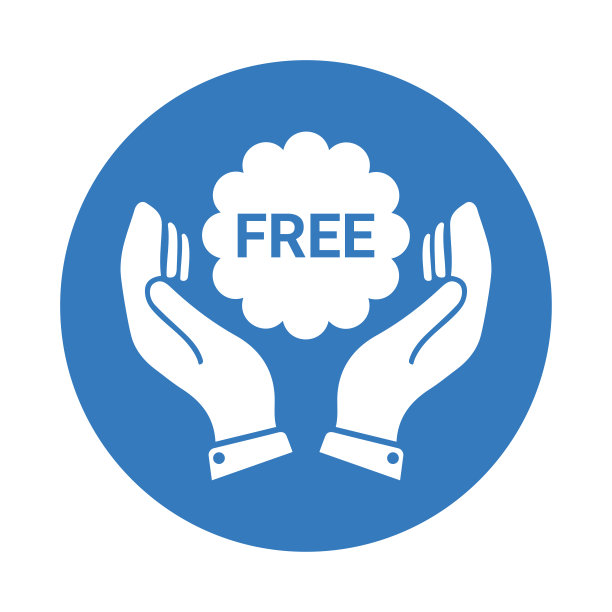 礼物，免费手势手势图标。圆角蓝色矢量。图片下载