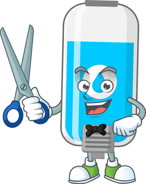 可爱的理发师墙洗手液与剪刀图片下载