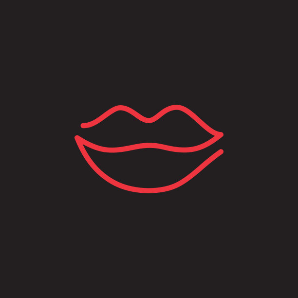 唇红色简单的一条矢量可爱图标图片下载