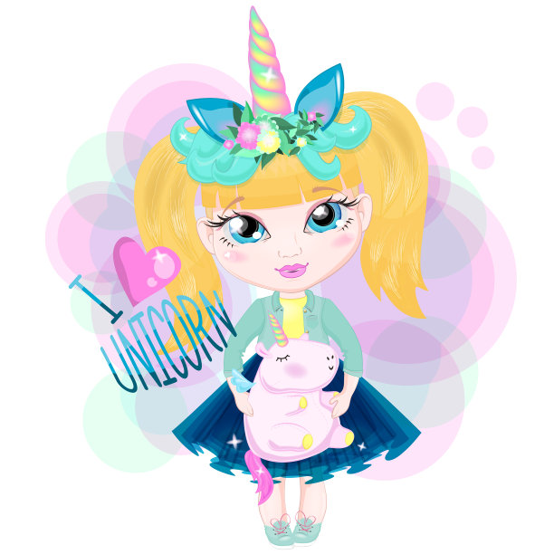 有独角兽玩具的女孩图片下载