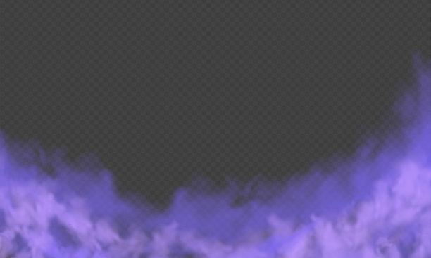 紫色的雾或烟。带有颗粒的紫色尘土。紫色烟雾或灰尘隔离在透明的背景。抽象的神秘的气体。矢量图图片下载