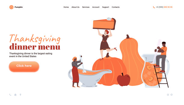 有南瓜的感恩节晚餐菜单网站图片下载