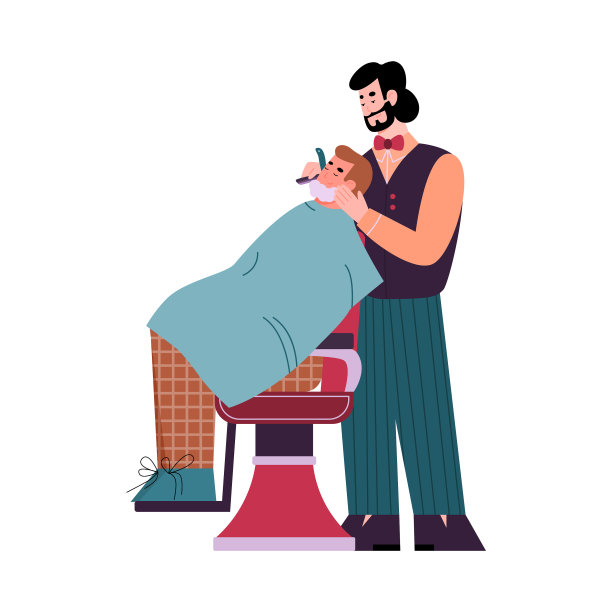 专业理发师正在给客户刮脸图片下载