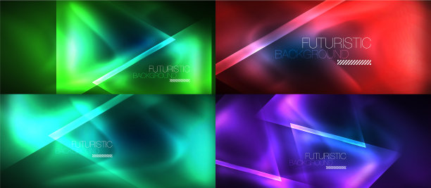 设置发光三角形几何霓虹灯设计图片下载