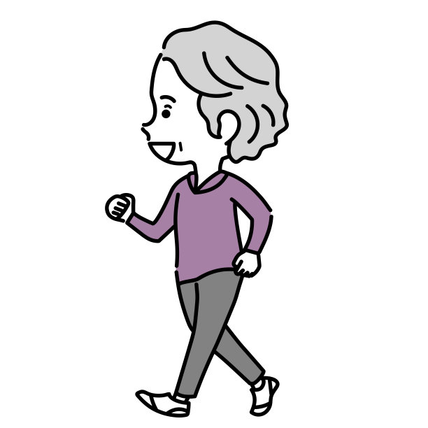 一位年长妇女在外面散步的插图图片下载