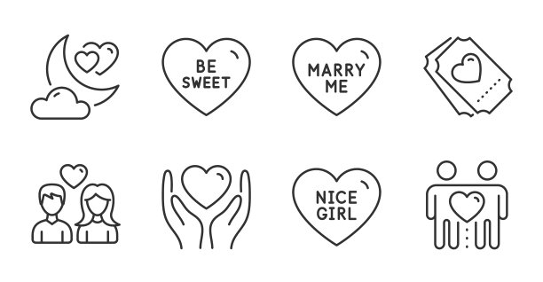 是甜蜜的爱票和漂亮的女孩图标集图片下载