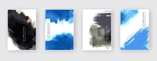 黑色和蓝色的墨水笔触设定图片下载