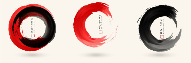 黑红墨圆笔画图片下载