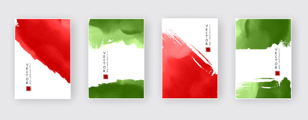 绿色和红色的笔触设置图片下载