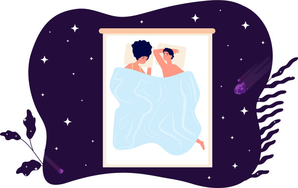 夫妻睡在一起，健康地睡在床上图片下载