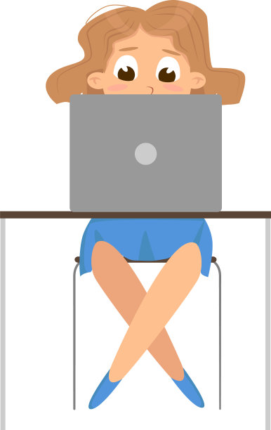 可爱的女孩在前台用笔记本电脑图片下载