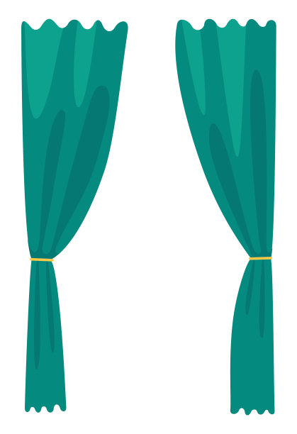 卡通图标绿色窗帘孤立在图片下载