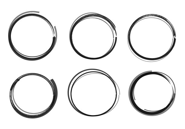 矢量插图收集的黑色手绘圆圈。手工涂鸦套装图片下载