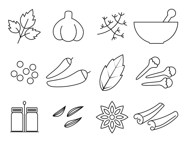 香料和香草系列图标设置图片下载
