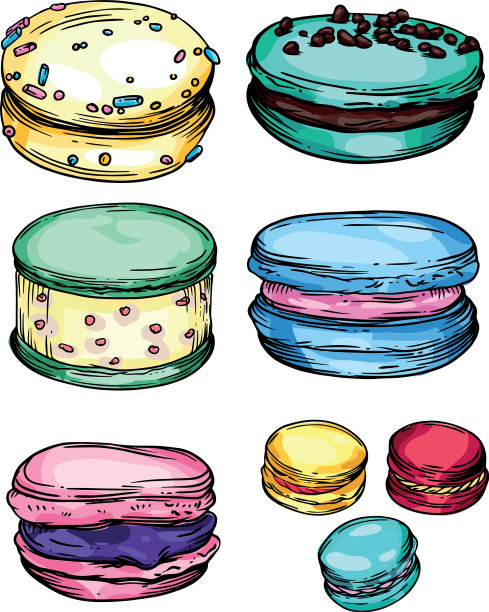 设置不同颜色的马卡龙饼干图片下载