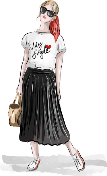 穿着t恤和黑衬衫的年轻女子图片下载