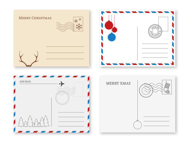圣诞明信片，复古的假日明信片图片下载