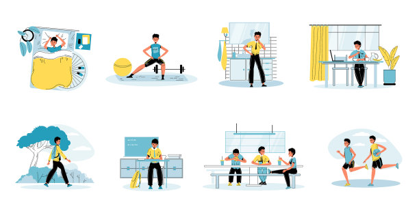 小男生每日安排活动场景设置图片下载