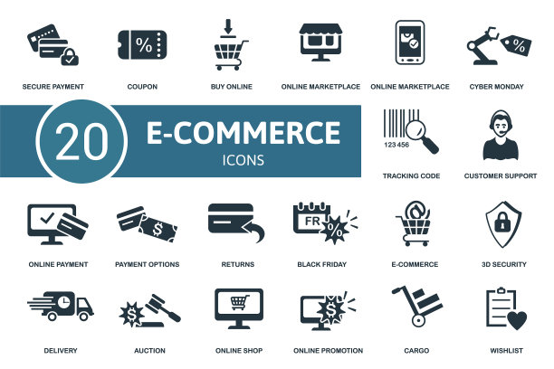 电子商务图标集合包含愿望列表图片下载