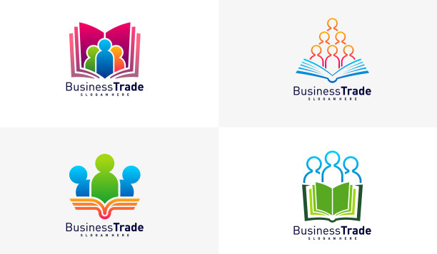 集书人标志设计丰富多彩的人图片下载