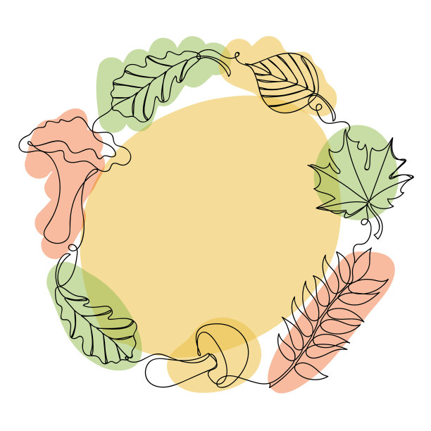 秋天的细节与蘑菇线性风格图片下载