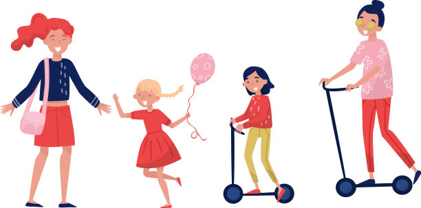 一个年轻女子带着女儿在户外散步图片下载