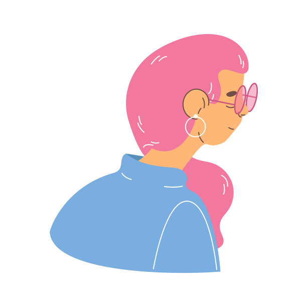 年轻女子，粉色头发，戴着墨镜图片下载