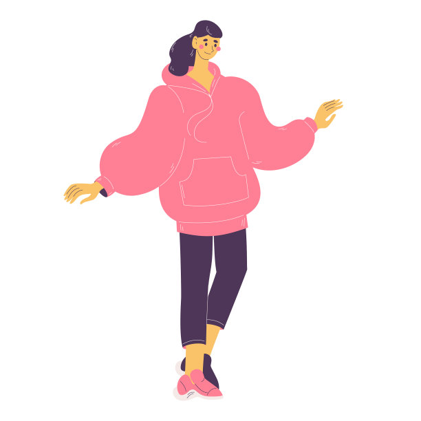 粉红色的大号帽衫年轻女子很开心图片下载