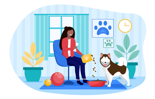 那个女孩正在喂她的狗图片下载