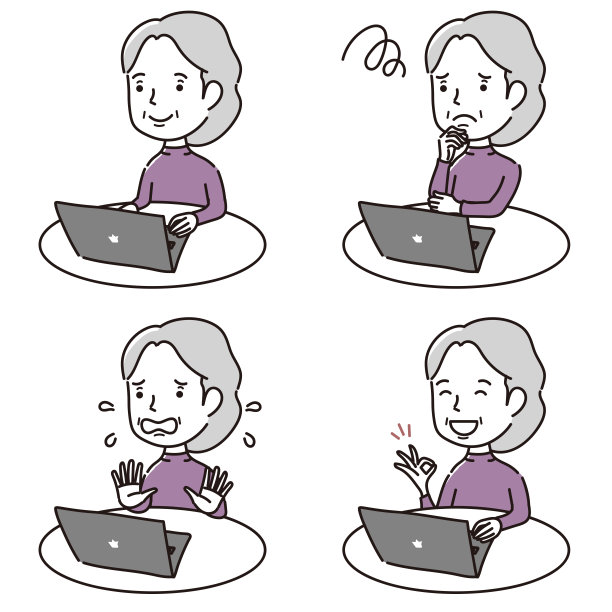 一位高级女士在笔记本电脑上学习图片下载