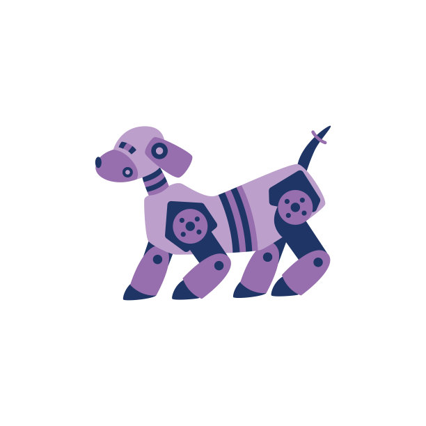 有趣的机器狗，一个扁平孤立图片下载