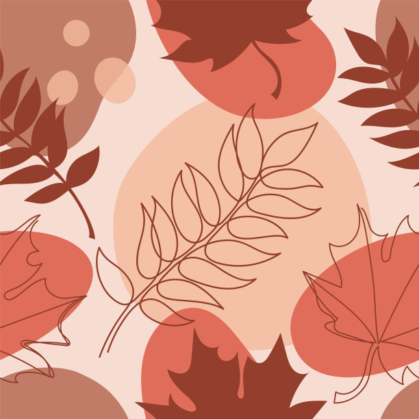 秋天的树叶用手画成线形图片下载