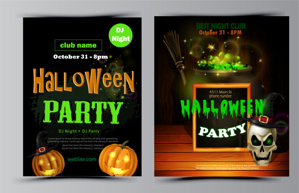 万圣节派对传单套装图片下载
