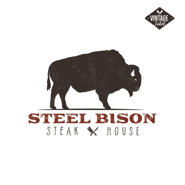 牛排屋古董标签排印凸版图片下载