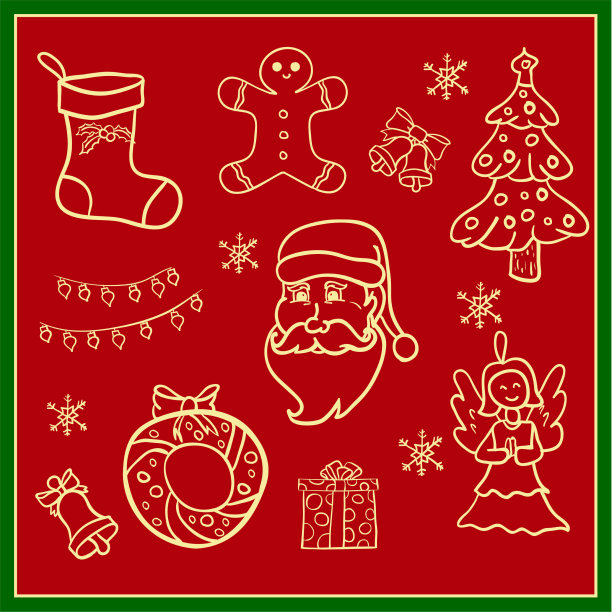 圣诞图标手绘简单集图片下载