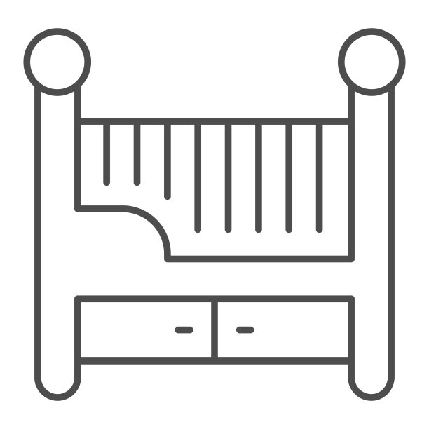 儿童床细线图标家具概念图片下载