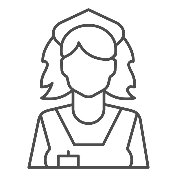 清洁女工细线图标清洁服务图片下载